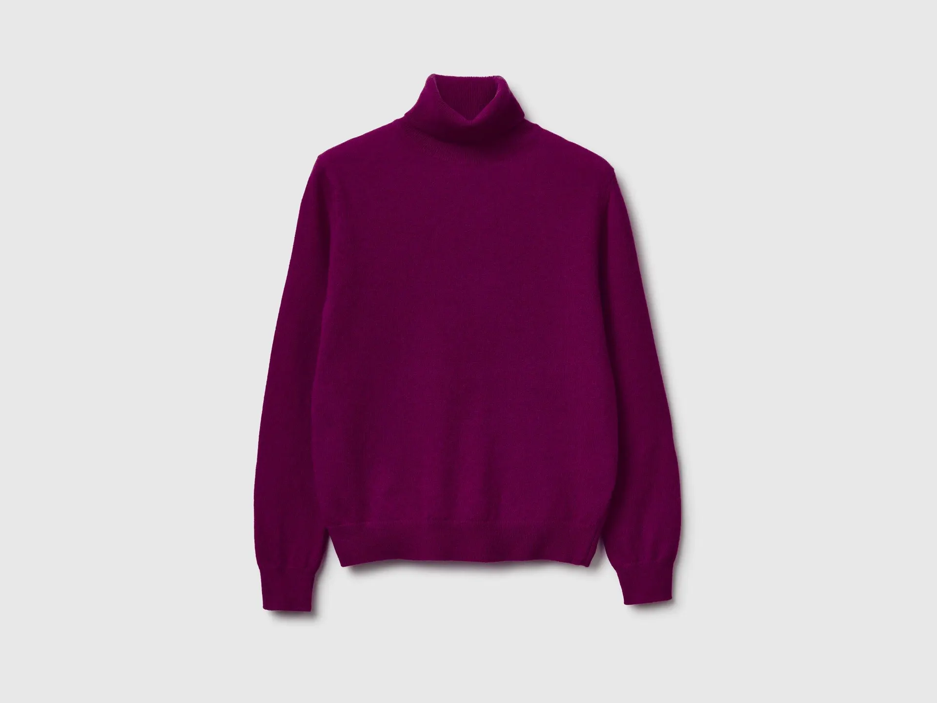 Maglione dolcevita viola in pura lana Merino