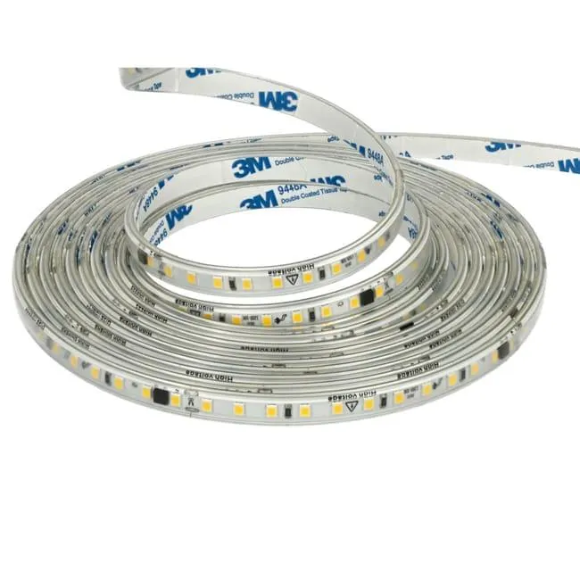 Striscia led 220V senza necessità di raddrizzatore. Taglio 10cm 12W/m 3000K Bobina 5m IP65