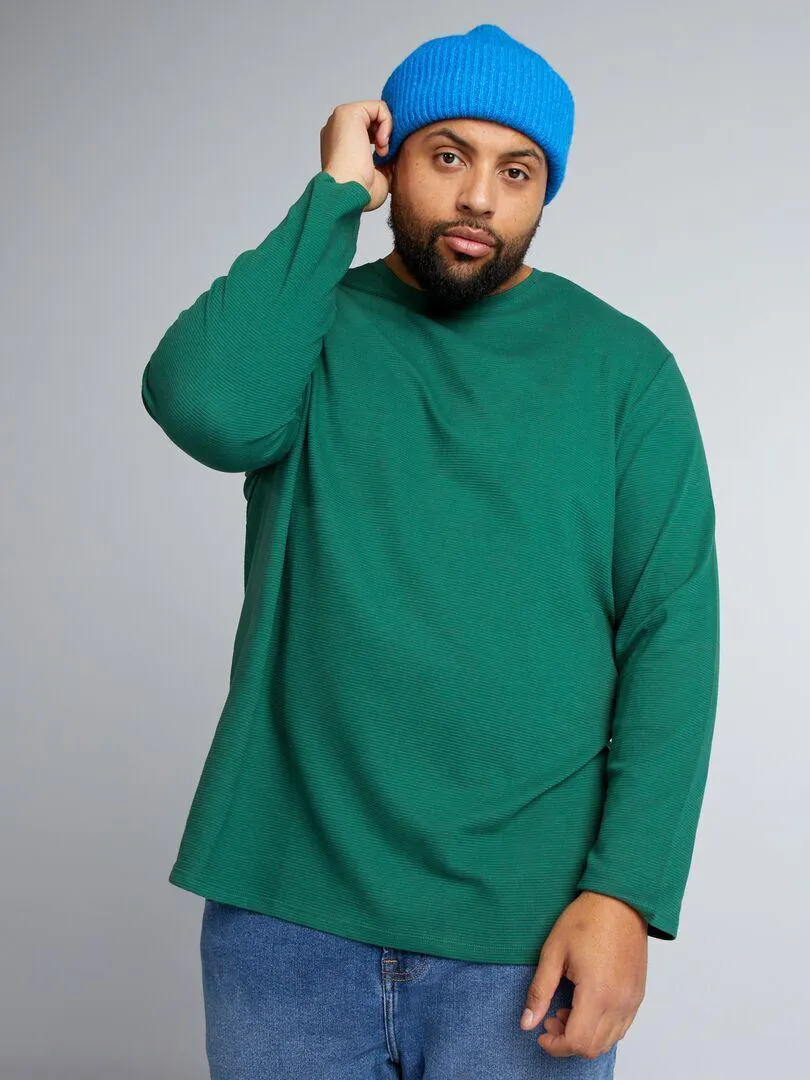 T-shirt in jersey a coste - Verde