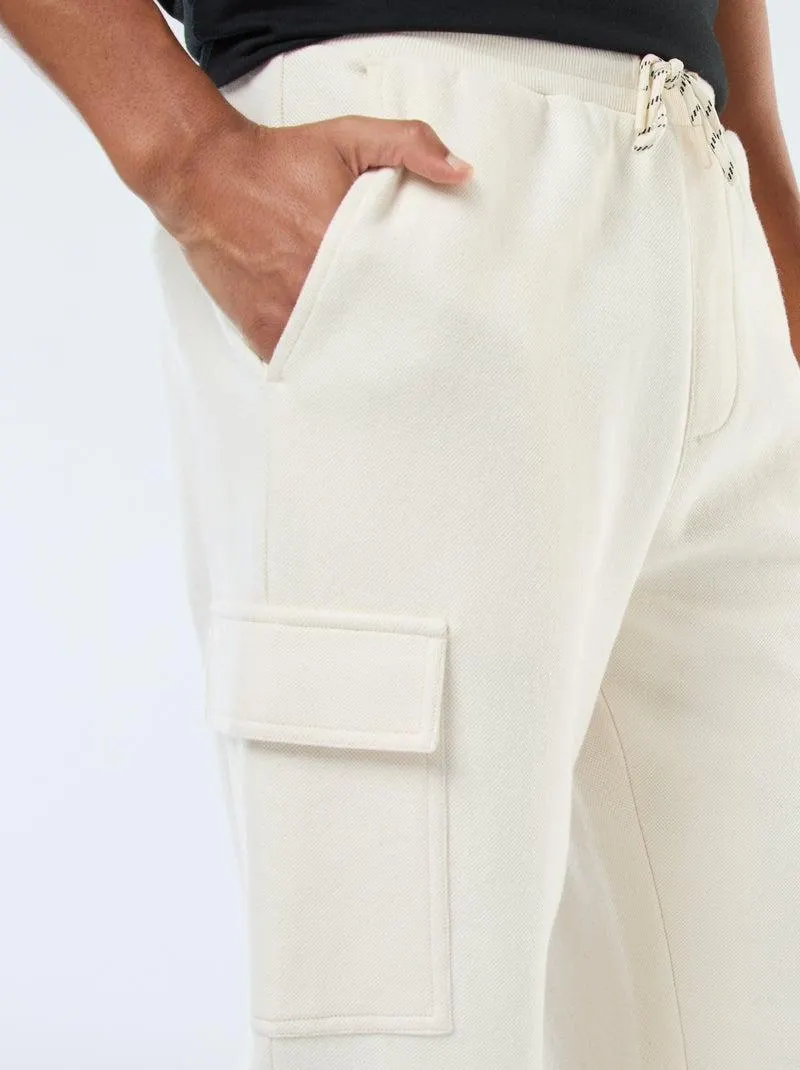 Pantaloni joggers multitasche tinta unita - Bianco