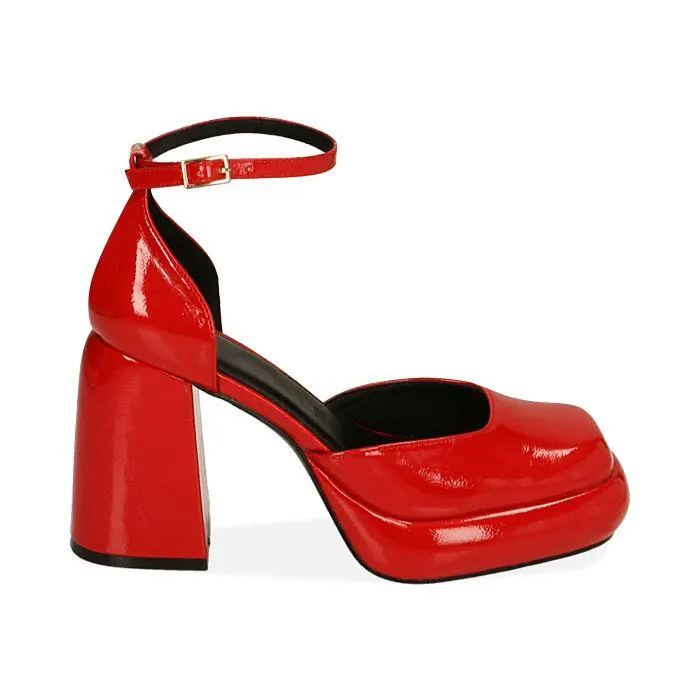 Décolleté rosse platform in naplack, tacco 10 cm