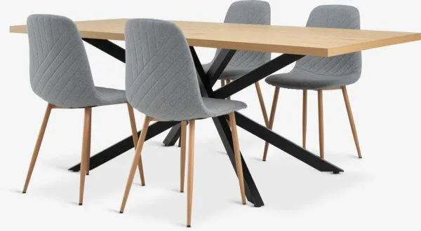 NORTOFT Tavolo L200 rovere + 4 JONSTRUP Sedie blu chiaro