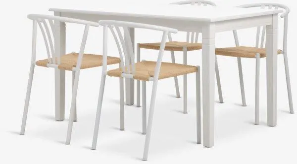 KIRKEBY Tavolo L130/220 cm bianco + JYDERUP bianco/naturale