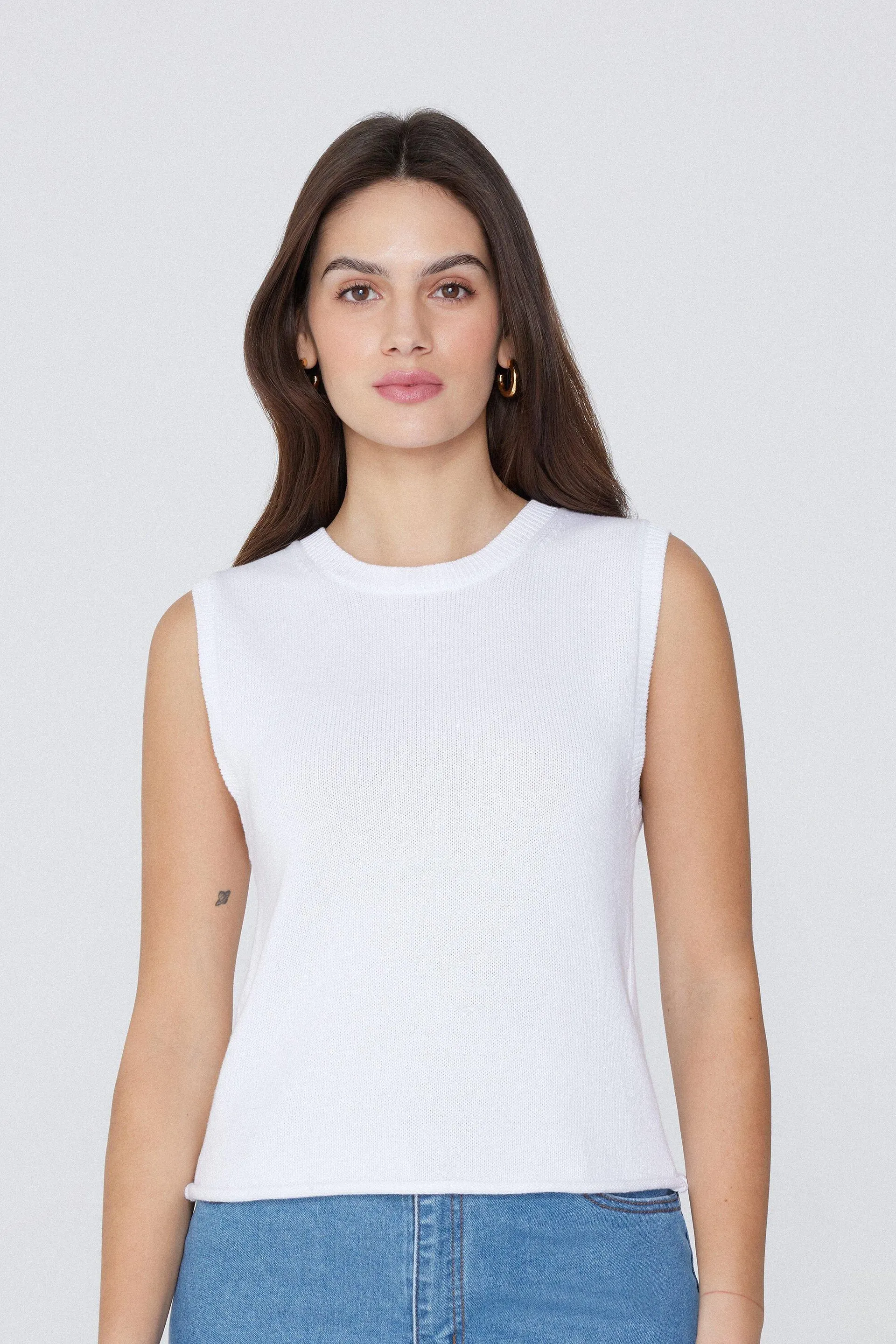 Canotta Gilet Spalla Larga Cotone Calato