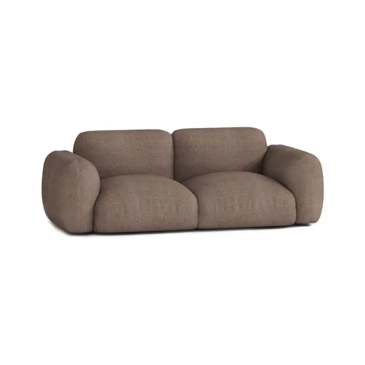 Divano a 2/3 Posti in Tessuto Marrone