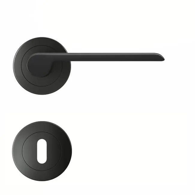 Maniglia su rosetta con bocchetta tonda INSPIRE Birdie in alluminio nero opaco