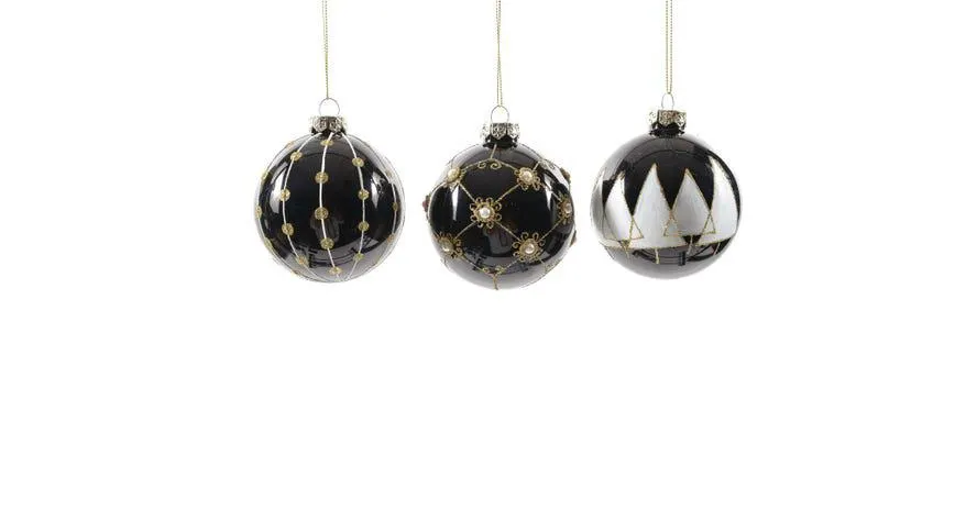 Black sfera natalizia in vetro nero Ø8 cm