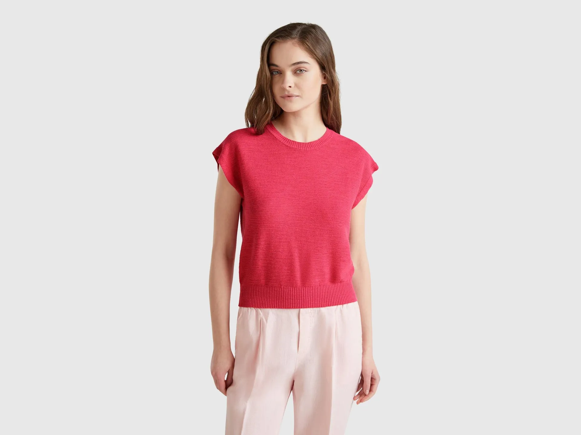 Gilet in misto cotone e lino