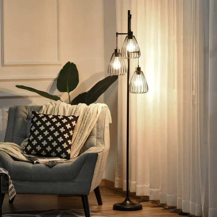 Lampada da terra design vintage industriale moderna in metallo nero