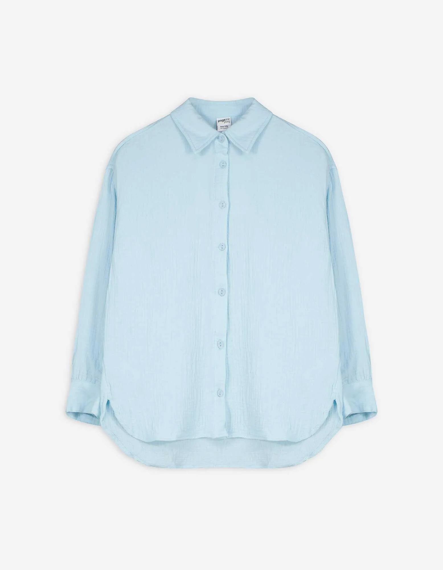 Camicia blusata - Mussola - celeste