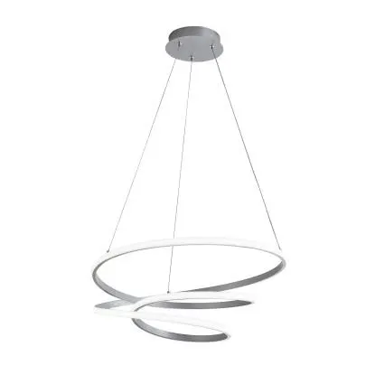 Lampadario a sospensione Misty LED 40W dimmerabile alluminio argento Ø 52x120 cm