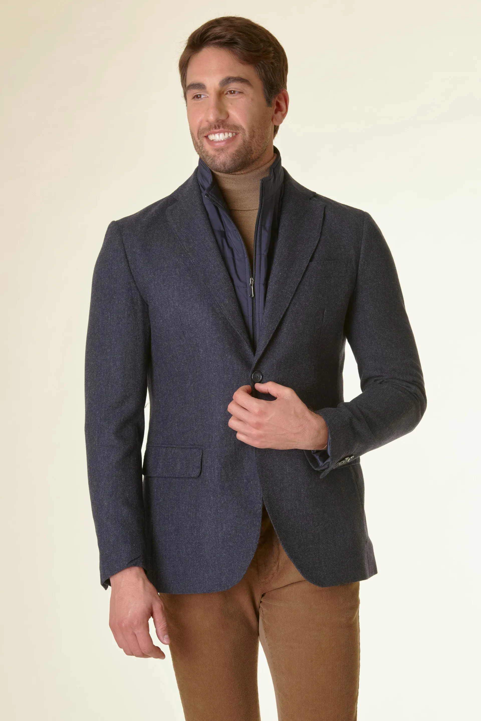 Giacca blu armatura lana vergine