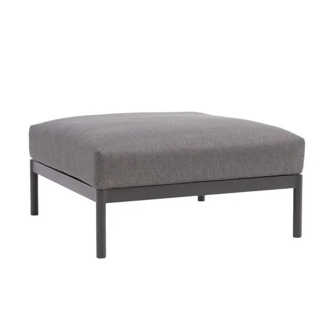Pouf da giardino con cuscino grigio Idunn NATERIAL, struttura in alluminio seduta in alluminio nero, L 82 x H 61 x P 82 cm