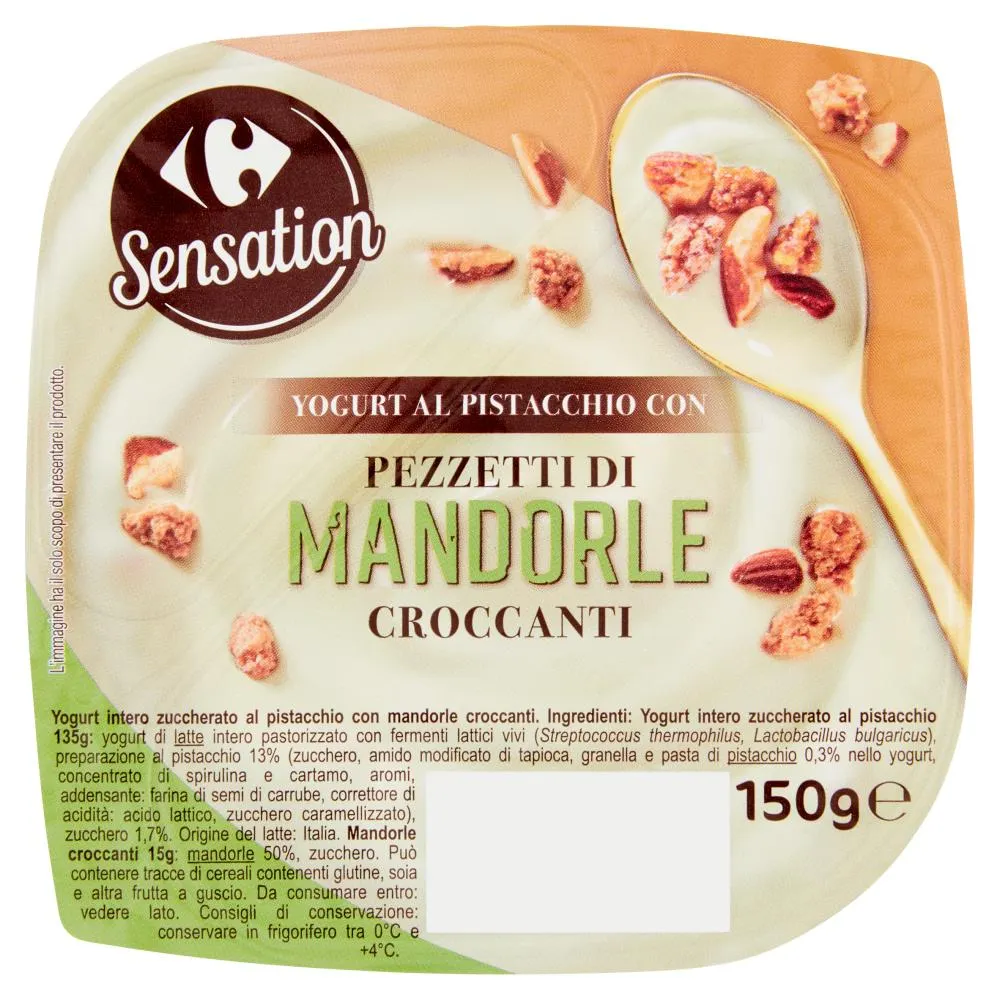 Carrefour Sensation Yogurt al Pistacchio con Pezzetti di Mandorle Croccanti 150 g