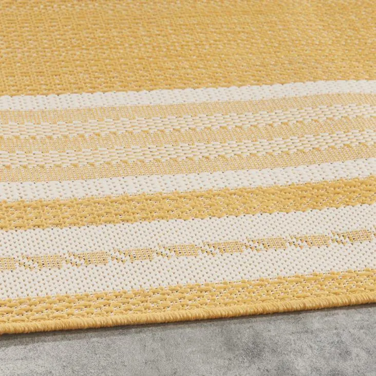 Tappeto intessuto jacquard in polipropilene giallo senape 140x200 cm