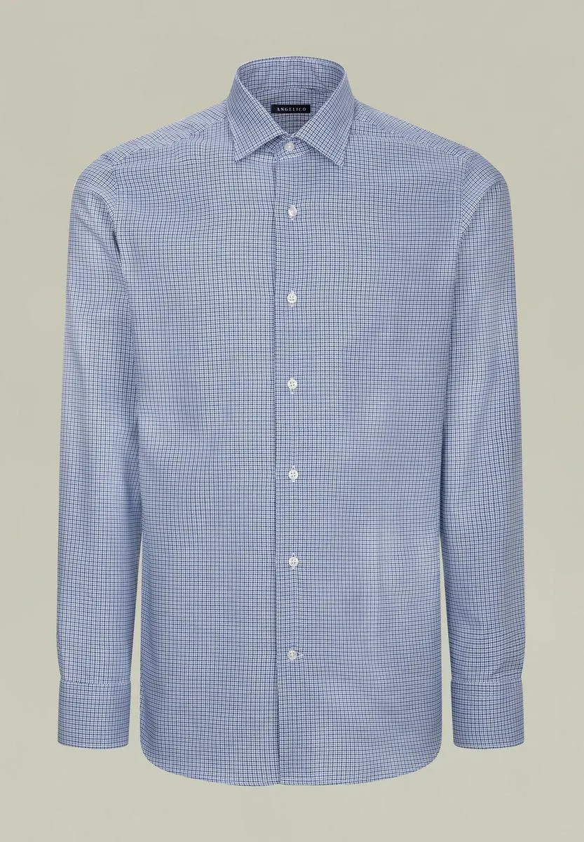 Camicia blu effetto intreccio slim