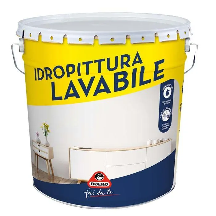 Boero fai da te Idropittura lavabile, pronta all'uso, ideale per tutti gli ambienti, resa 11 mq/lt, conf. 14 lt