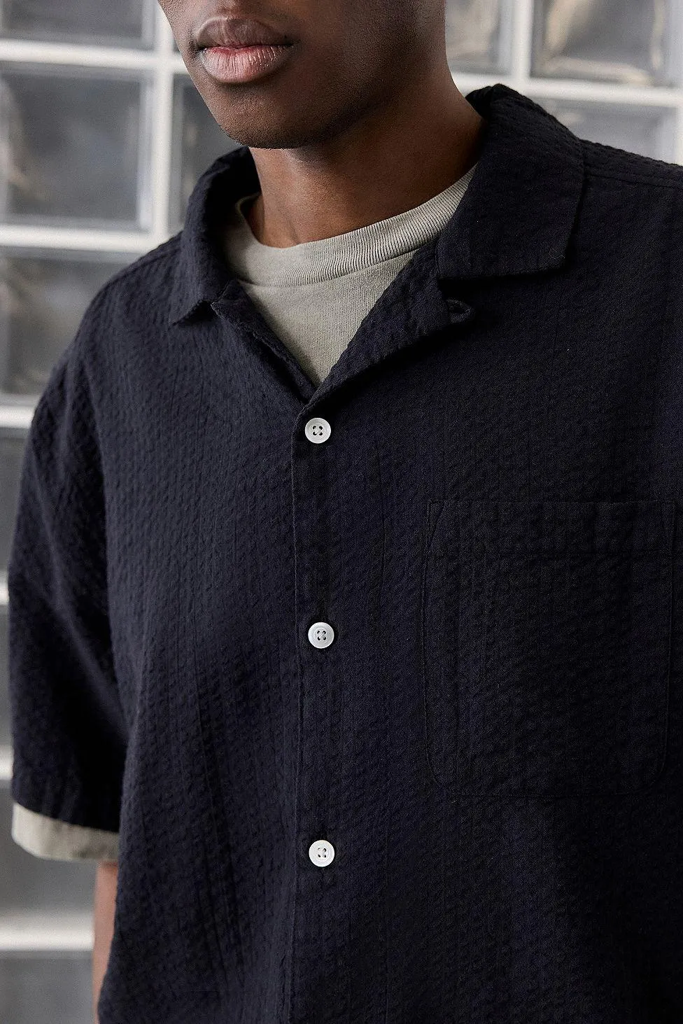 Loom Black Seersucker Shirt