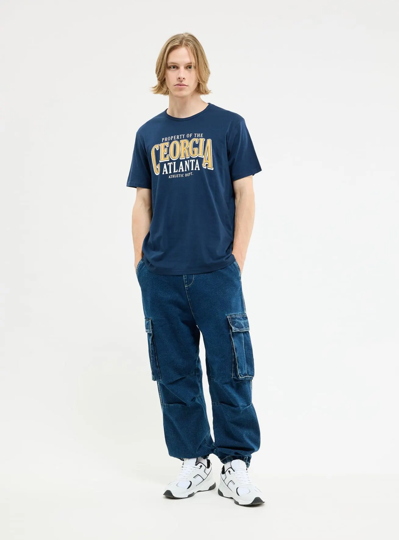 T-shirt con stampa college Blu navy