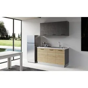 Gilda cucina 150 cm colore rovere cadiz e cemento scuro