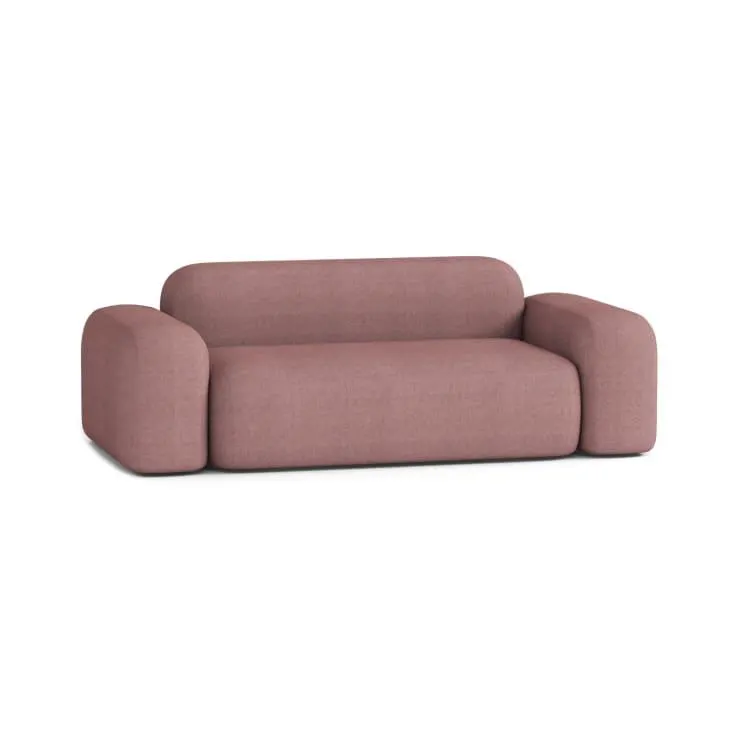 Divano lineare a 2 posti in tessuto rosso chiaro
