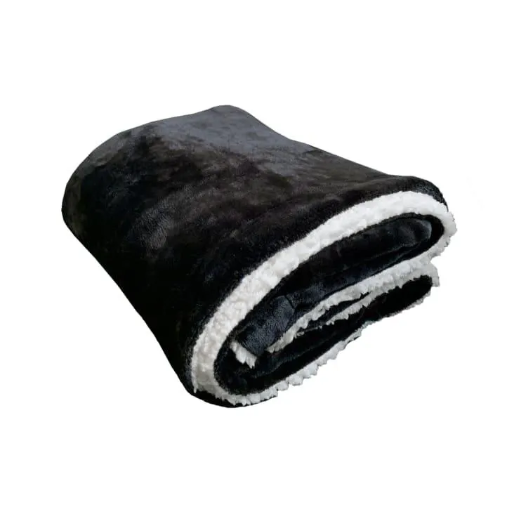 Plaid doppio imitazione pelle di pecora 130x170cm nero
