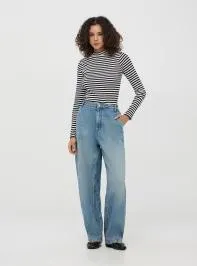 T-shirt maniche lunghe a lupetto con righe Var nero