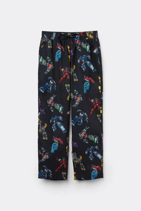 Pantaloni Lunghi in Tela Cotone Stampa Transformers