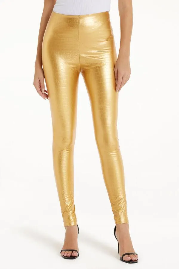 Leggings Termici Effetto Spalmato Stampa Coccodrillo