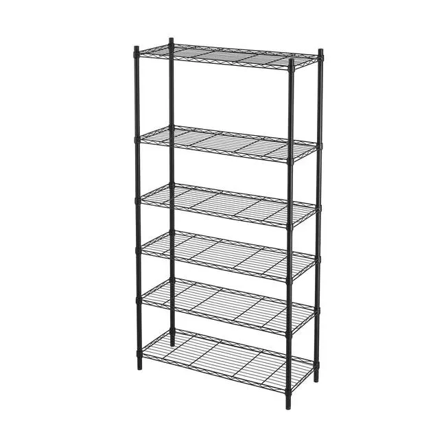 Scaffale in kit 6 ripiani Alfred L 90 x P 35 x H 180 cm nero, portata per ripiano 50 kg