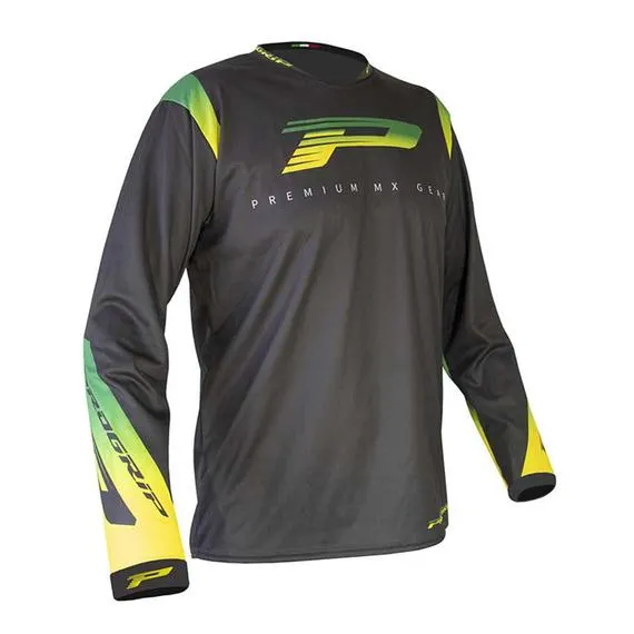 Maglia da cross 7015 Grigio Scuro/Verde/Giallo