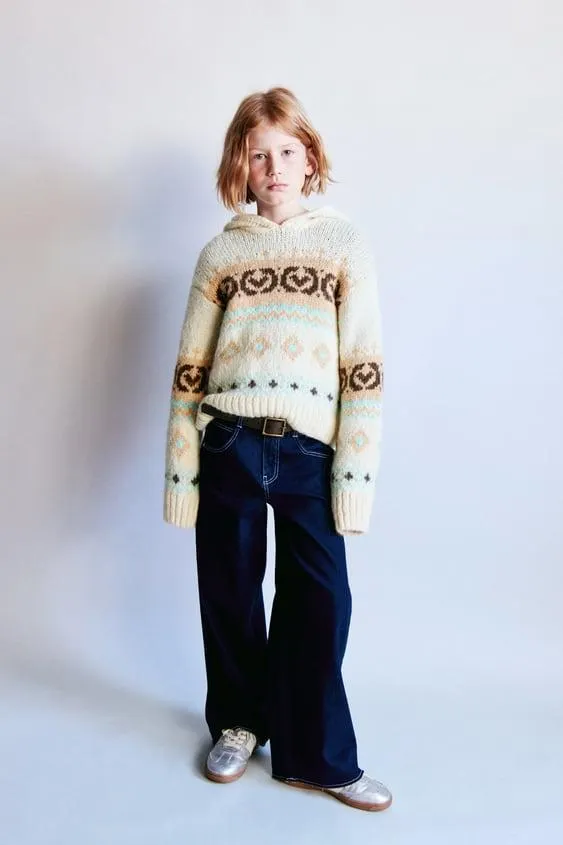 PULLOVER JACQUARD CON CAPPUCCIO