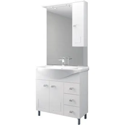 Mobile bagno base lavabo a terra 85 cm bianco con specchio