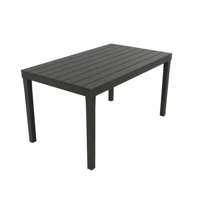 Tavolo da pranzo per giardino Sumatra struttura e superficie in Resina antracite per 6 persone 138x78cm