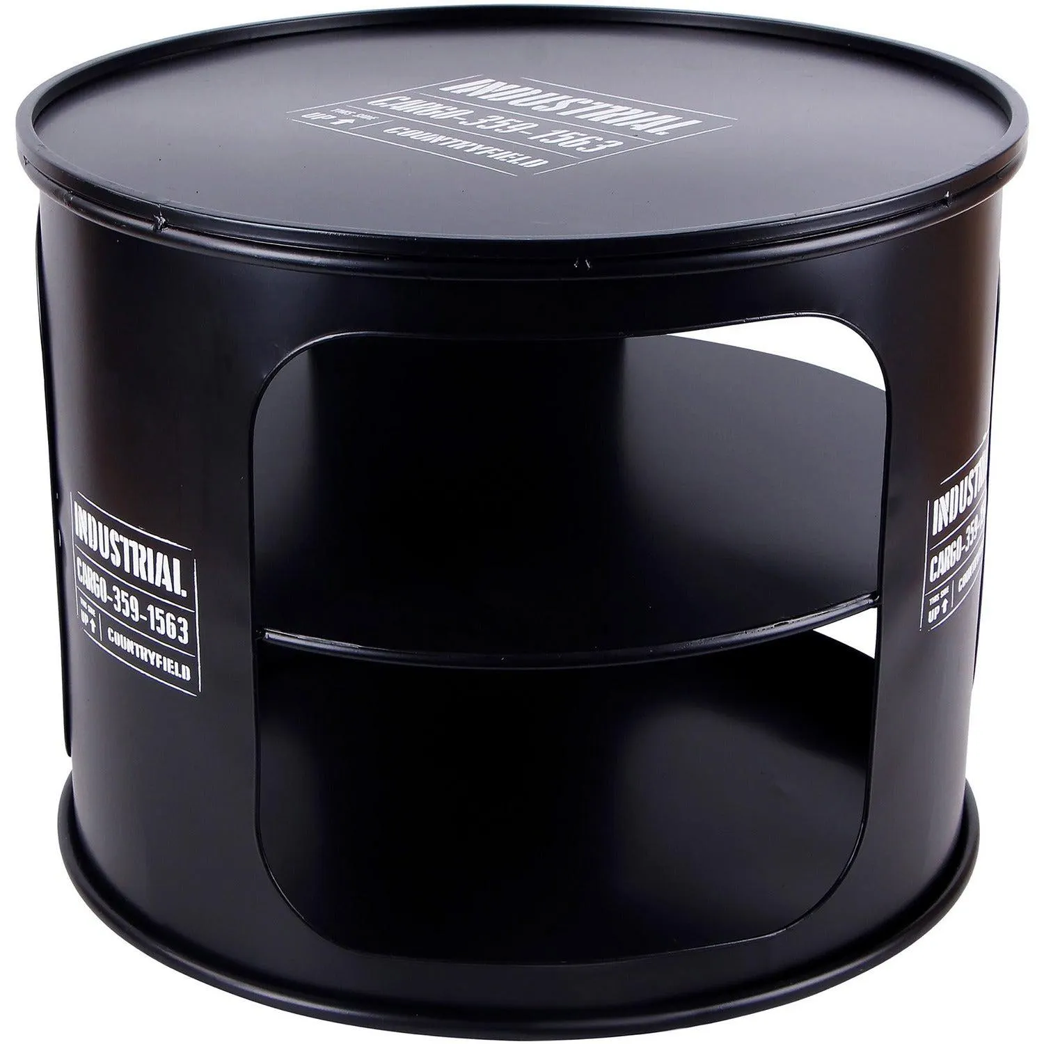 Tavolino tondo in metallo nero