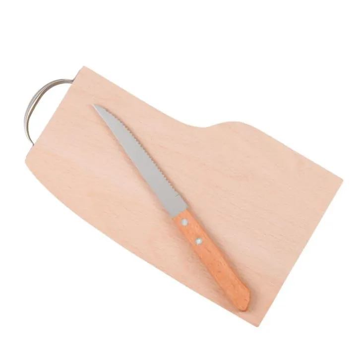 Tagliere in legno di faggio con coltello