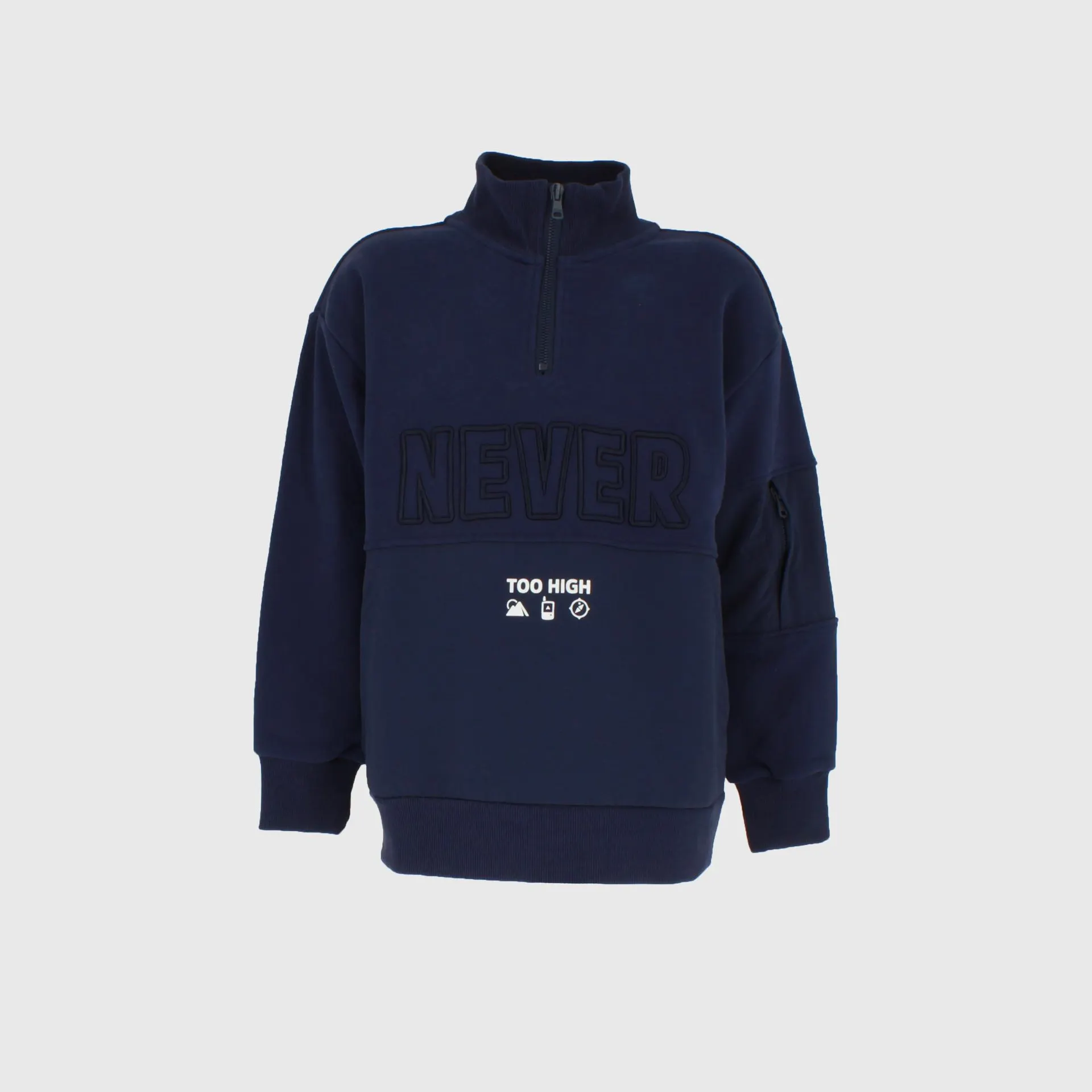 Felpa mezza zip da bambino, blu