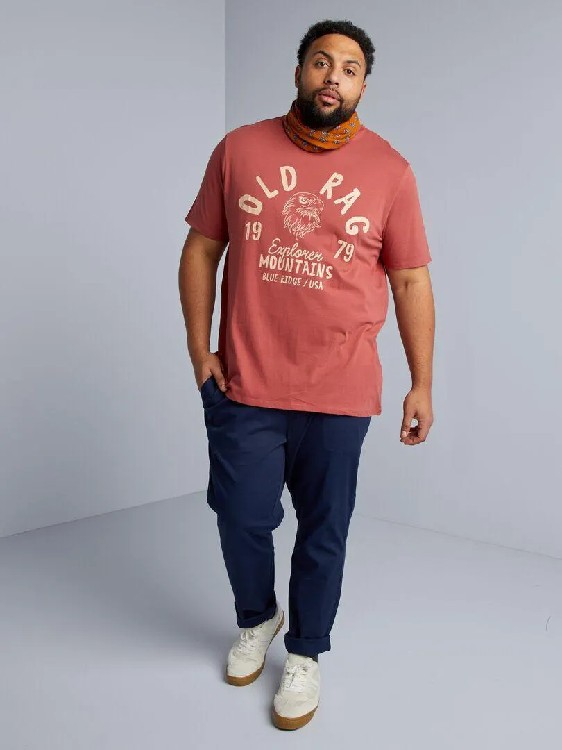 T-shirt in jersey con stampa davanti - MARRONE