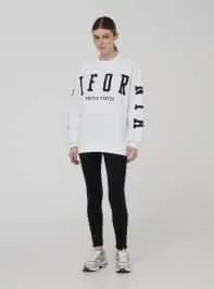 Felpa maxi senza cappuccio con scritta Bianco ottico