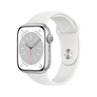 Apple Watch Series 8 GPS 41mm Cassa in Alluminio color Argento con Cinturino Sport Band Bianco - Regular
