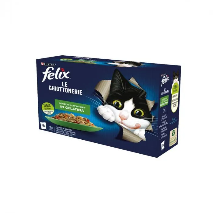 Purina felix le ghiottonerie bocconcini per gatti multipack 12 x 85 gr selezione verdura
