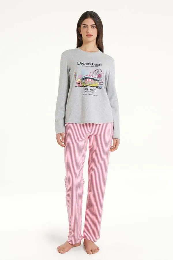 Pigiama Lungo Cotone Pesante con Stampa Parco Giochi