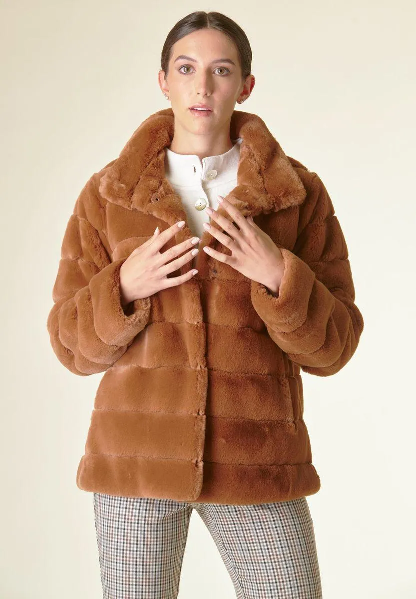 Eco-pelliccia coccio colletto