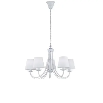 Lampadario a sospensione Cortez 5 luci in metallo bianco Ø 65x150 cm