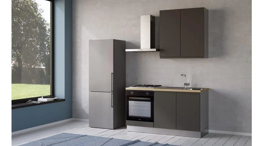 Iris cucina 150 cm colore grigio scuro con forno