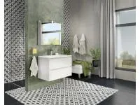 Pensile bagno Cube rovere fumo con lavabo e specchio 100 cm