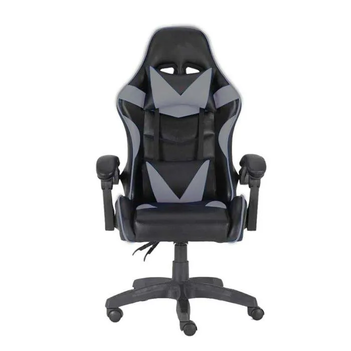 Gloxy Sedia gaming girevole, ergonomica, altezza regolabile, con poggiatesta e supporto lombare, colore nera e grigia