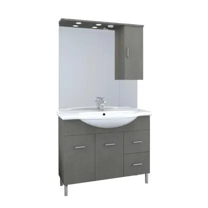 Mobile bagno base lavabo a terra Orphea 105 cm grigio larice con pensile
