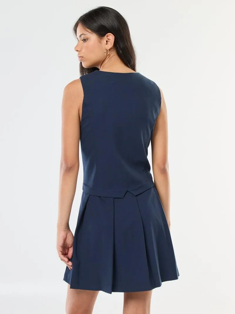 Abito effetto 2 in 1 gilet da abito + gonna - Blu