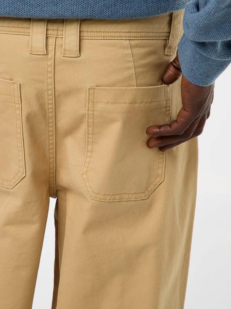 Pantaloni larghi / wide leg tinta unita in twill - Beige